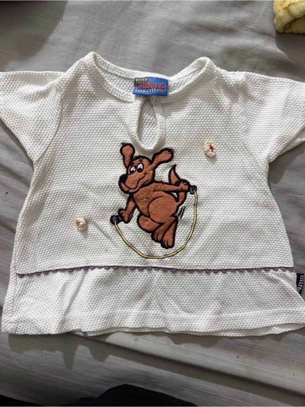 White Baby Tee with Clifford Y2K